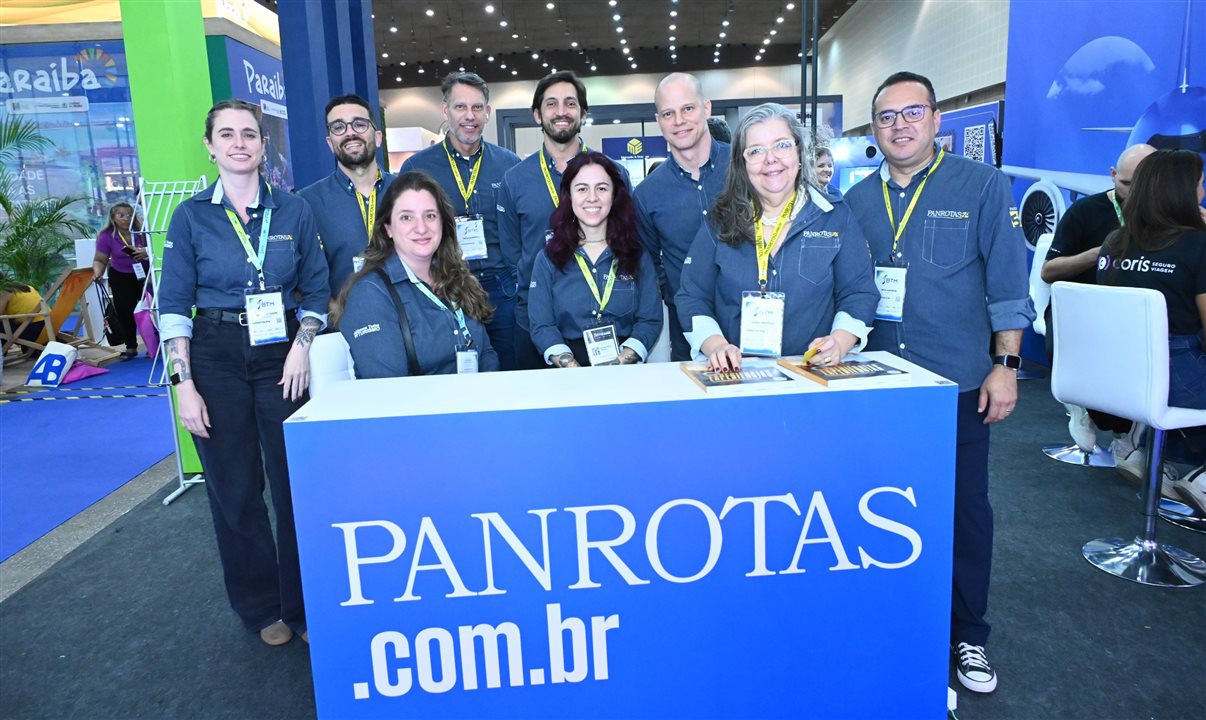 Equipe PANROTAS no BTM 2025: Beatrice Teizen, Renato Sousa, Ricardo Sidaras, Flávio de Sica, José Guilherme Alcorta, Rene Amorim, Erica Venturim, Beatriz Contelli e Cássia Mazella