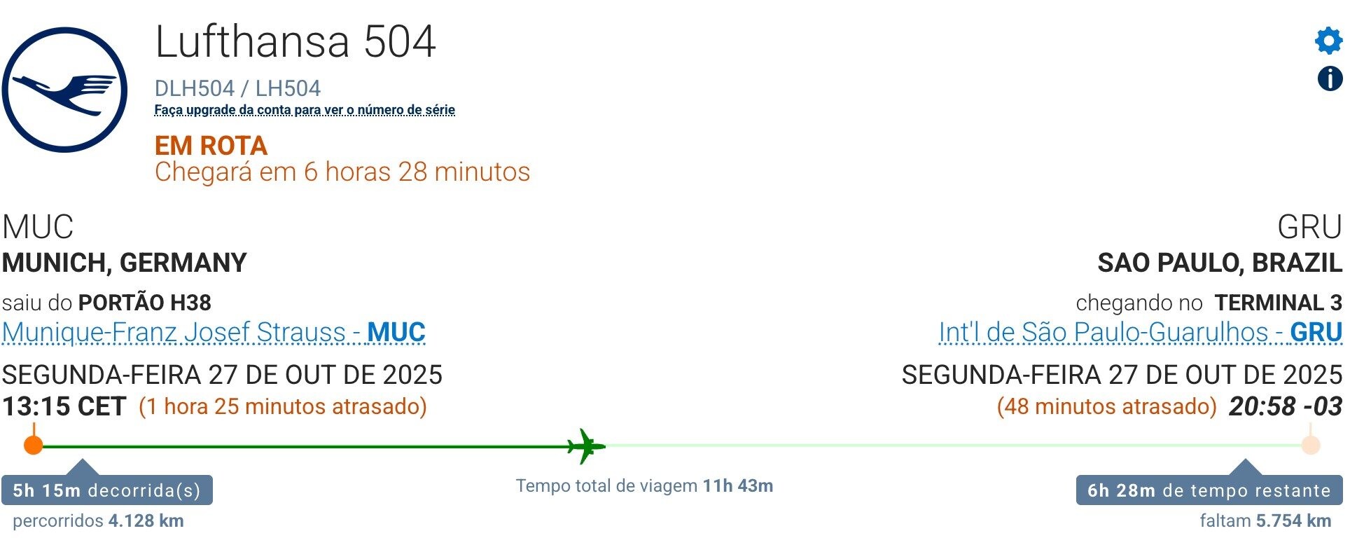 Voo chegará hoje perto de 21h em São Paulo