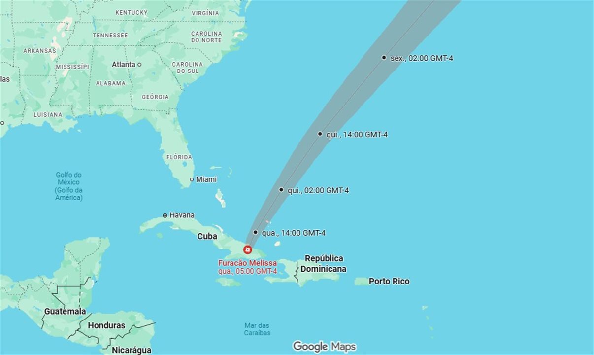 Furacão Melissa está agora em Cuba