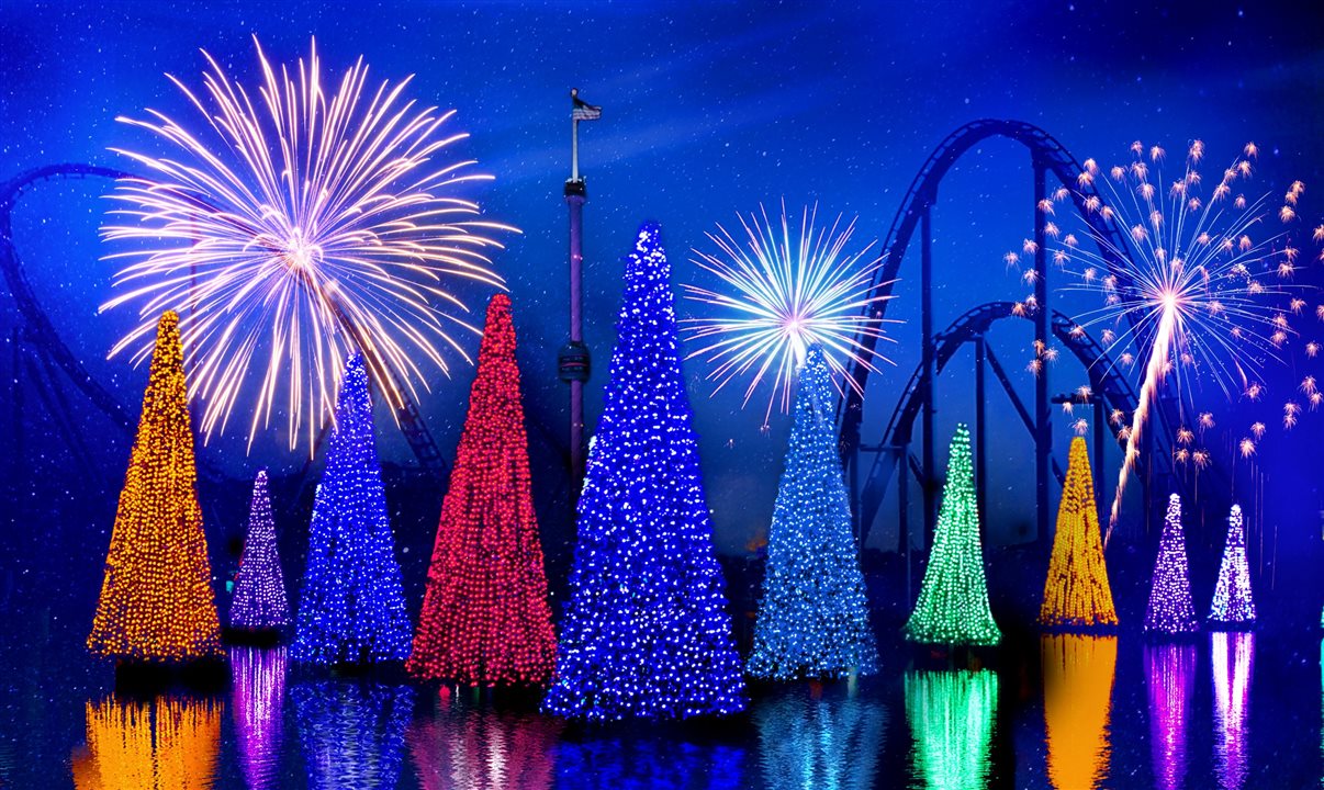Sea of Trees, onde árvores se iluminam ao ritmo de clássicos de Natal em torno da lagoa