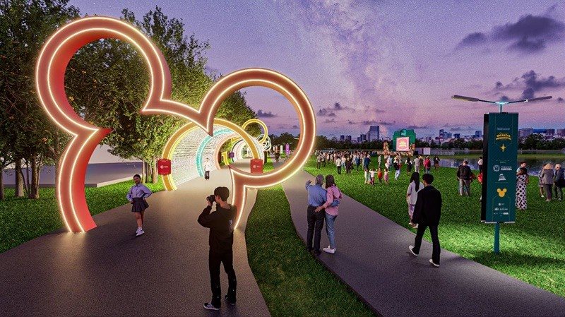 O Parque Mágico, que ocorre de 5 a 14 de dezembro, terá cenários interativos e ativações temáticas do universo Disney no túnel de luz instalado na pista de caminhada ao lado do pavilhão do Barigu