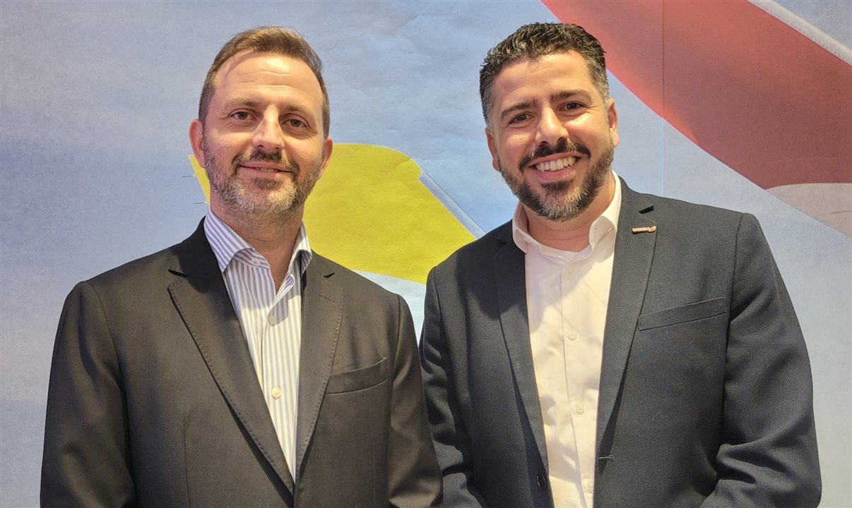 Ramiro Sequeira, diretor de Operações da Iberia, e Raphael de Lucca, country manager da companhia aérea no Brasil