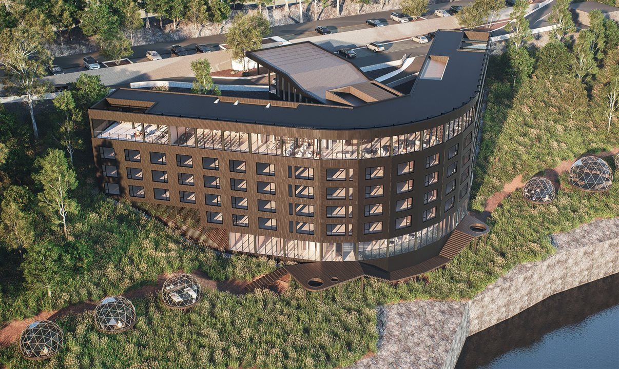 Projeção da fachada do Anantara Ushuaia Patagonia Resort