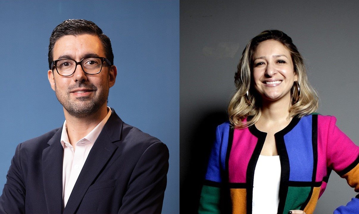 Marcos Marques, da BCD, e Jacqueline Conrado, da United