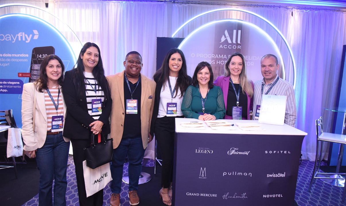 Lais Careche, da Accor, Debora Nista, da Petróleo Brasileiro, Rafael Nydan, da Petrobras, Patricia Bibiano, da Accor, Lara Alessandra, da Accor, Viviane Mendonça, da Accor, e Felipe Mendonça, da Petrobras