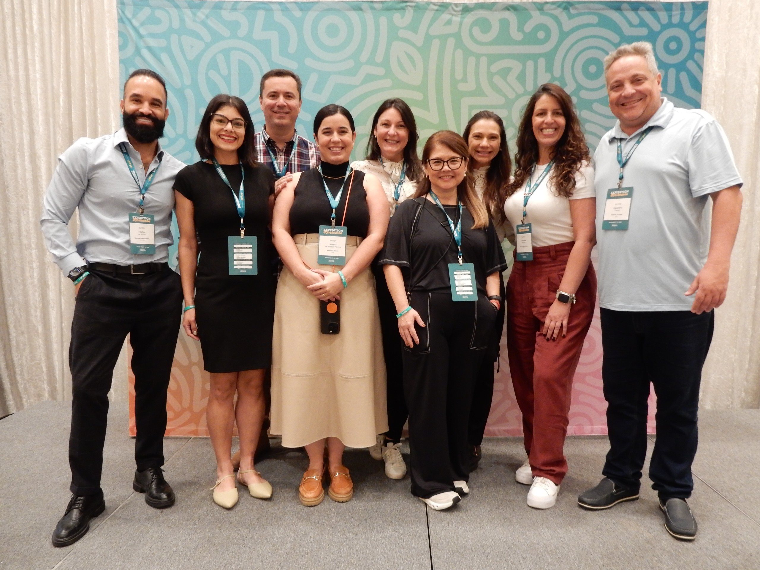 Adailton Moura (Discover Destinations), Valentina Valenzuela (Interep), Orestes Buzato (CVC Corp), Jéssica Moraes (BestBuy), Dinah Policarpo (Experience Kissimmee), Kimie Finardi (Orinter), Lia Coutinho (EZLink), Christina Marfara (FRT) e Alexandre Ferraz (Diversa)