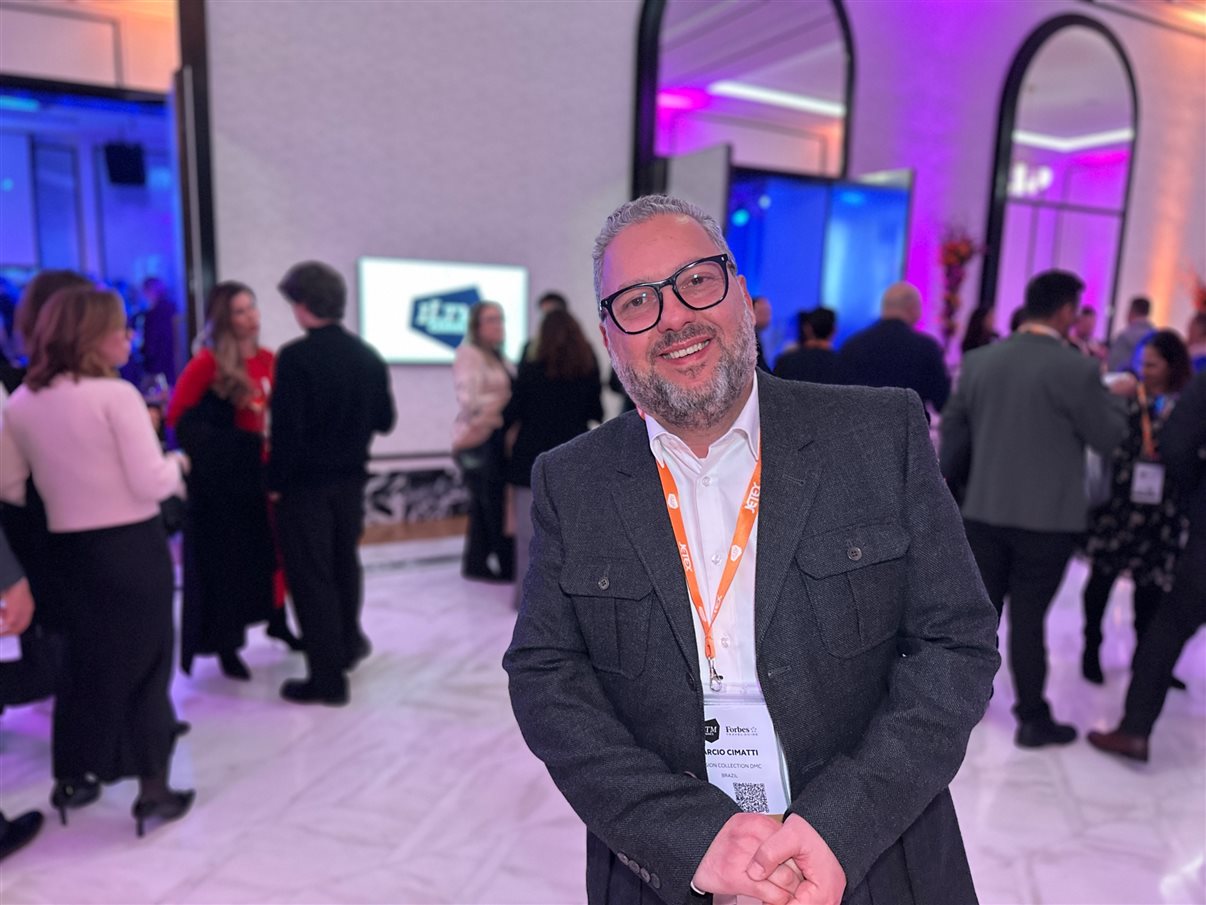 Renata Yano, da Teresa Perez Tours, Karian Mariath Michels, da Mundo Kaa, e Thomas Pedroni, do Beau-Rivage Pallace Lausanne e Chateau d'Ouchy