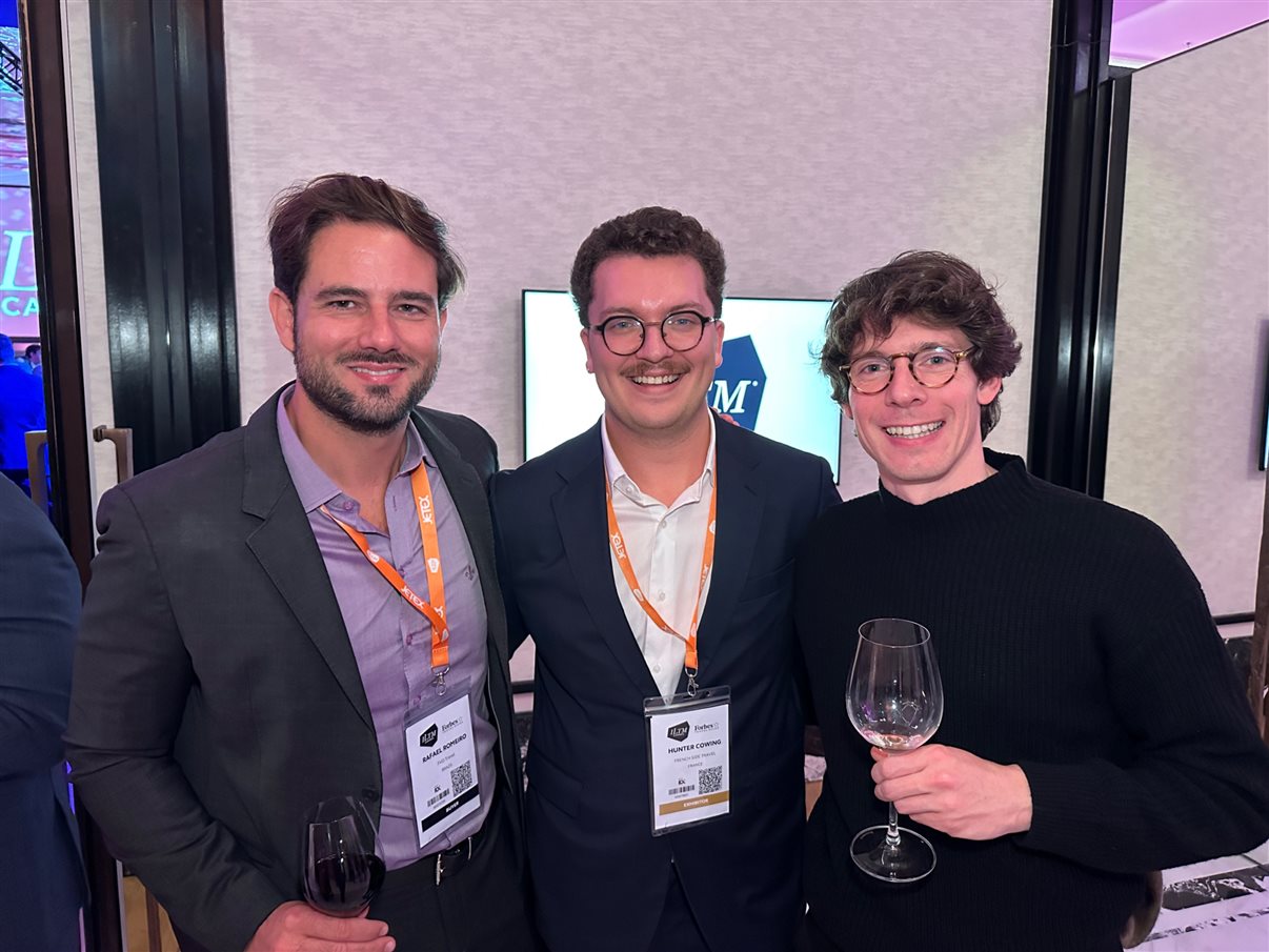 Renata Yano, da Teresa Perez Tours, Karian Mariath Michels, da Mundo Kaa, e Thomas Pedroni, do Beau-Rivage Pallace Lausanne e Chateau d'Ouchy