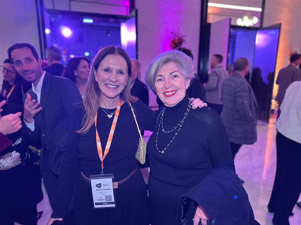 Renata Yano, da Teresa Perez Tours, Karian Mariath Michels, da Mundo Kaa, e Thomas Pedroni, do Beau-Rivage Pallace Lausanne e Chateau d'Ouchy