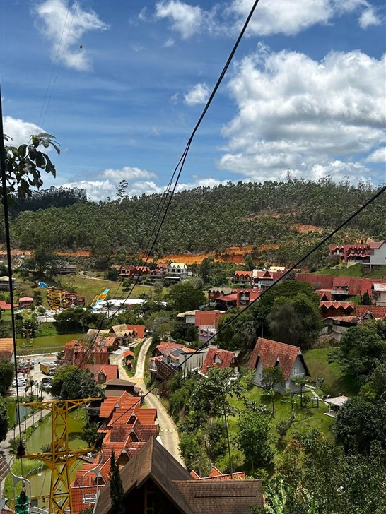 Passeio de telef&eacute;rico sobe as montanhas complexo