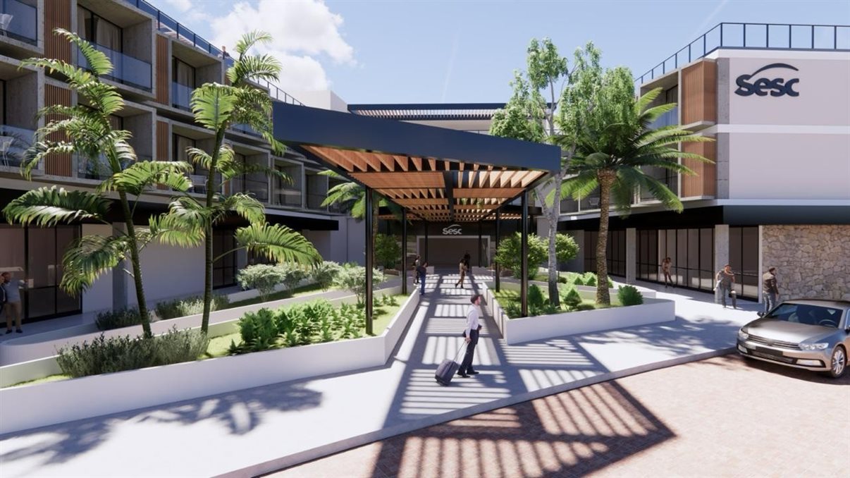 Serão dois pavimentos, com 74 suítes