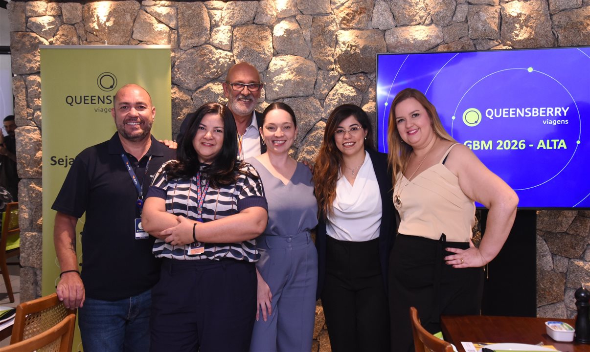 Paulus Anjos, Maga Santos, Marco Lourenço, Mary Giacometti, Veronica Prado e Brunna Soares receberam cerca de 100 agentes de viagens no evento paulista do lançamento do GBM 2026