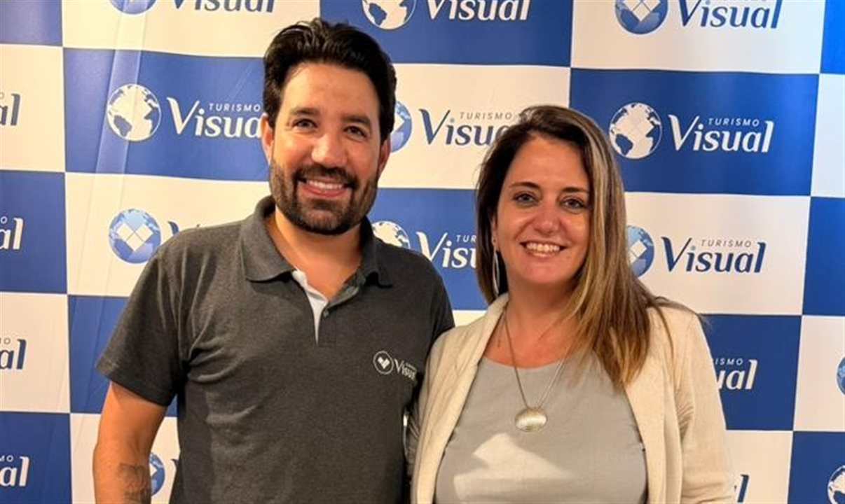 Hugo Lagares, diretor, e Ana Elisa Facchinato, gerente de Produtos da Visual Turismo