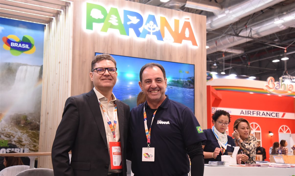 Rodrigo Swinka e Irapuan Cortes, do Viaje Paraná, na Fitur Madri