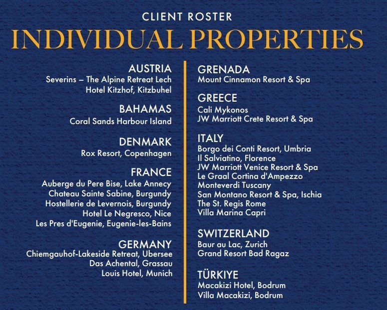 Propriedades individuais que serão representadas pela MJL Select no Brasil