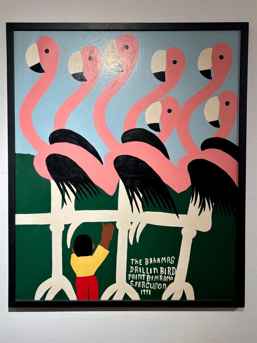 &ldquo;Bahamas drilling birds&rdquo; (1991), esmalte sobre cart&atilde;o de Amos Ferguson 