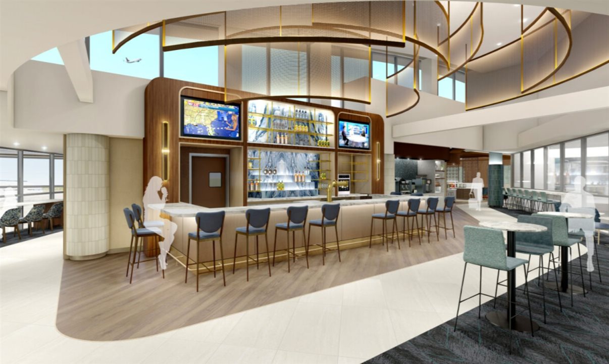 Imagem renderizada do projeto do Delta Sky Club em Jacksonville, previsto para o início de 2027