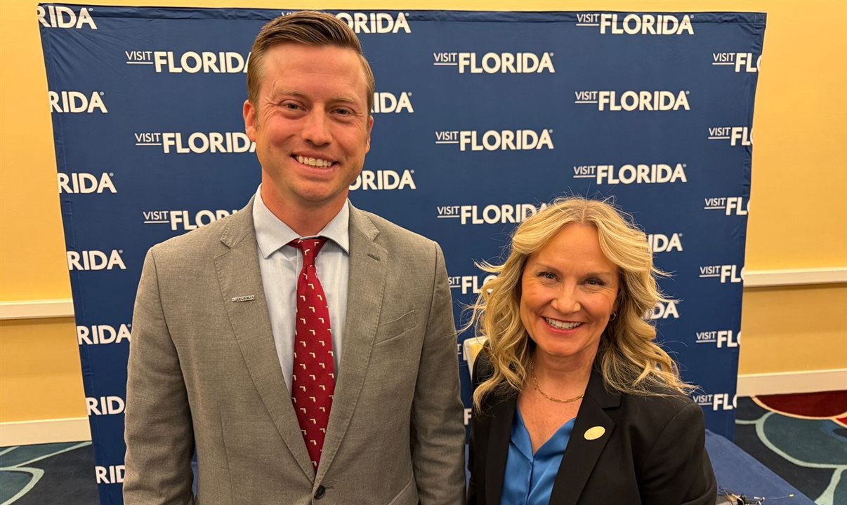 Bryan Griffin, CEO do Visit Florida, e Casandra Matej, CEO do Visit Orlando
