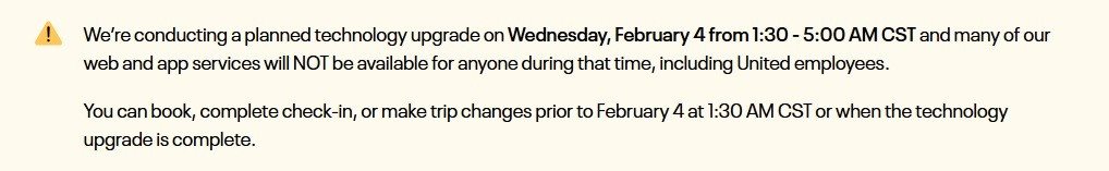 Comunicado no site oficial da United