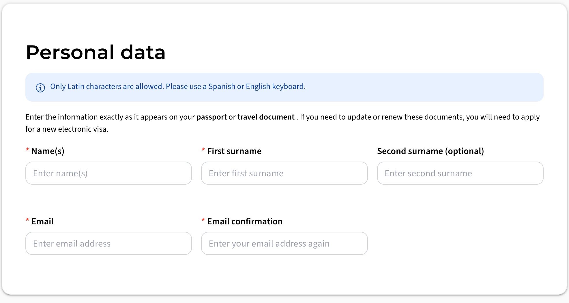 Processo de emissão do visto eletrônico começa com fornecimento de dados básicos e registro no site oficial mexicano