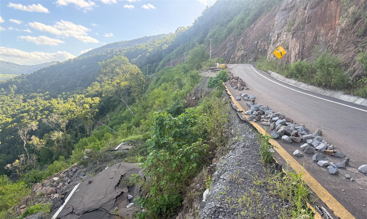 Danos na Rota Panorâmica foram provocados pelos eventos climáticos que assolaram o Estado em maio de 2024