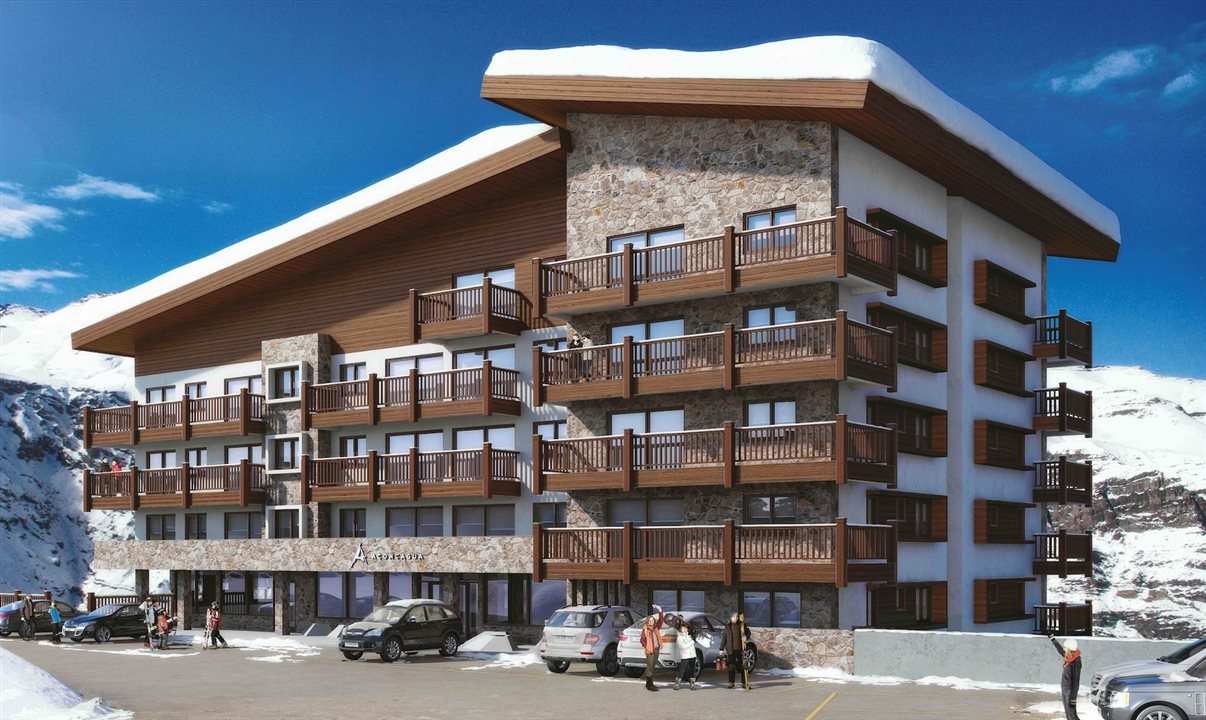 Perspectiva do novo Aconcagua Ski Residences, que abre em junho no Valle Nevado Ski Resort