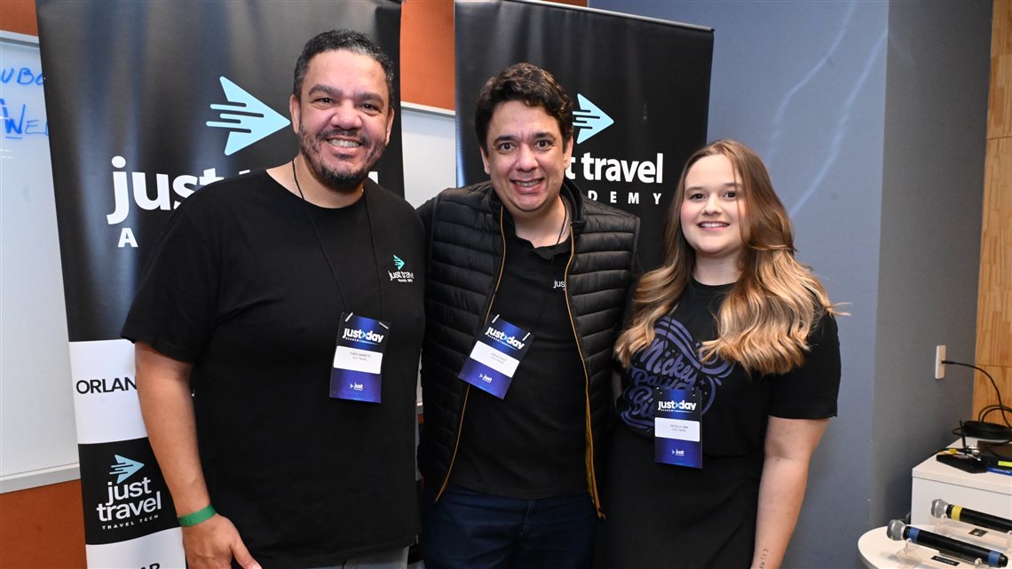 Fabio Barreto, Diego Rydz e Nicolly Lima, da Just Travel