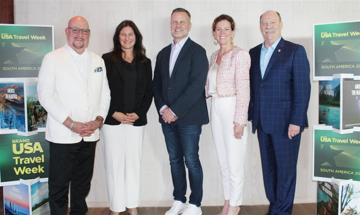 David Whitaker, de Greater Miami CVB, Andrea Blankenship, do Colorado Tourism Office, Fred Dixon, do Brand USA, Lisa Messina, do Visit Orlando, Barry Biggar, do Visit Fairfax