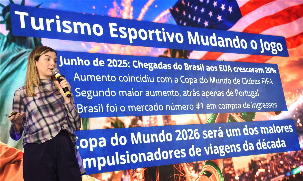Emanuelle de Nadal em apresentação no evento do Brand USA<br/>