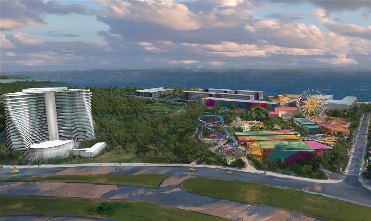 A projeção artística mostra como deve ficar o complexo no Polo Turístico Cabo Branco, na Paraíba