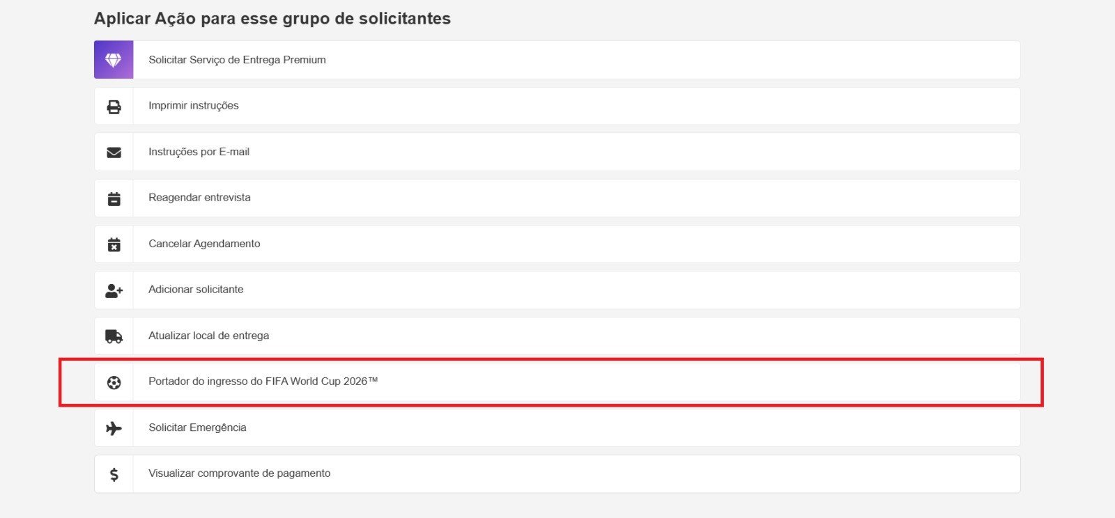 Site oficial de vistos já mostra opção para quem tem ingressos da Copa do Mundo