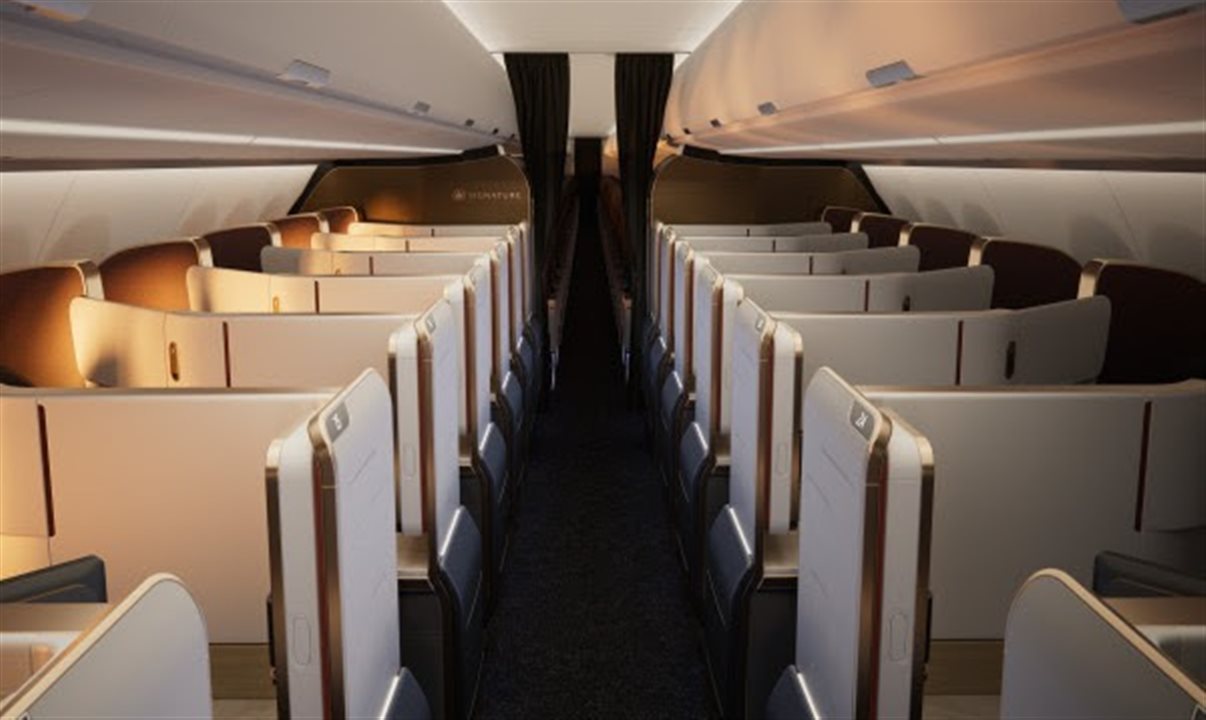  Signature Plus Suite no Boeing 787-10, posicionada na parte frontal da aeronave e voltada a passageiros que buscam uma experiência ainda mais exclusiva