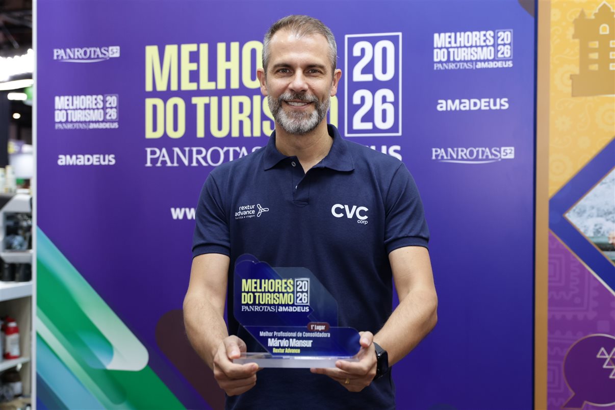 Márvio Mansur, diretor da Rextur Advance, ganhou como Melhor Profissional de Consolidadoras e Melhor Consolidadora no Melhores do Turismo PANROTAS Amadeus 2026