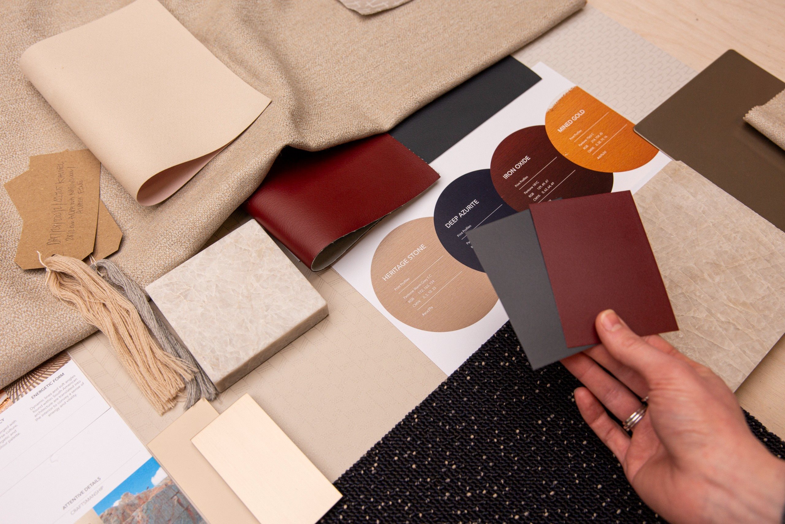 Paleta de cores dos amenities da classe executiva do A321XLR