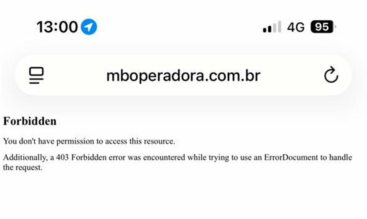 Site da MB Operadora está fora do ar