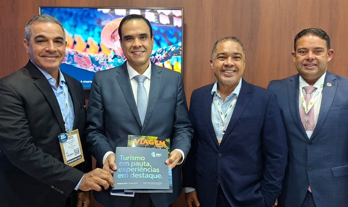 Ministro Gustavo Feliciano com os CEOs  da BBC Eventos, Claudio Junior e Breno Mesquita