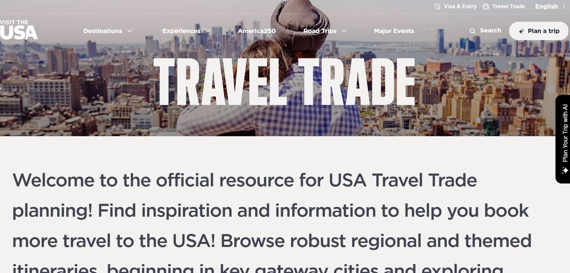 Há uma seção dedicada ao trade de Turismo, com histórias, dados, fatos e perguntas frequentes