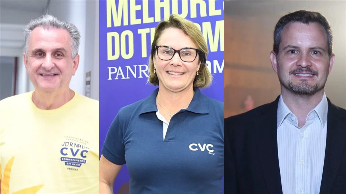 Claiton Armelin, Renata Cenni e Renzo Mello, lideranças de Produtos da CVC Corp