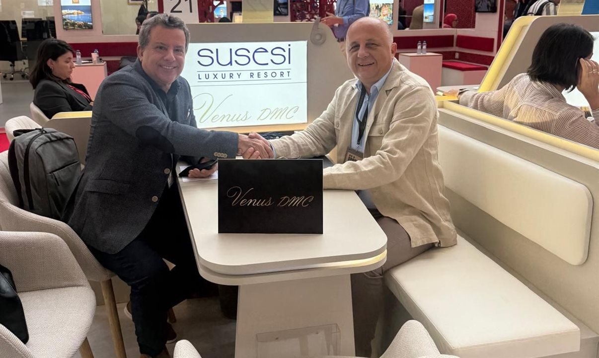 Marco Pessoa, fundador da Travel4Senses, e Suha Sunay, fundador da Venus DMC