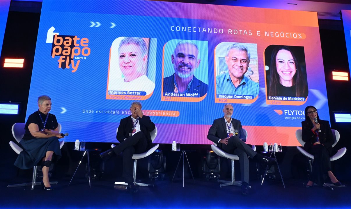 O debate com companhias aéreas levou executivos de Azul, Gol e Latam para o palco do evento