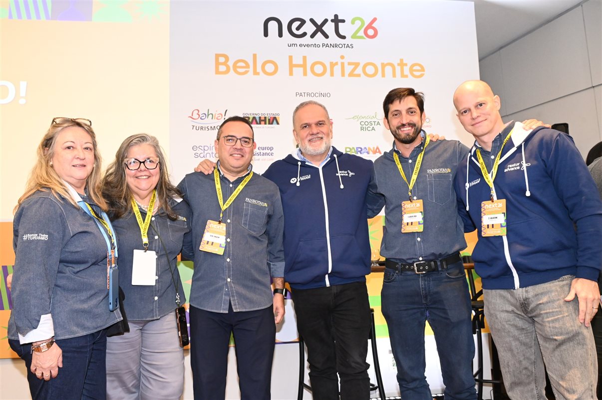 Alexandre Brandão, da Abav-MG, José Guilherme Alcorta, da PANROTAS, Peter Mangabeira, da Abav-MG, e Artur Luiz Andrade, da PANROTAS