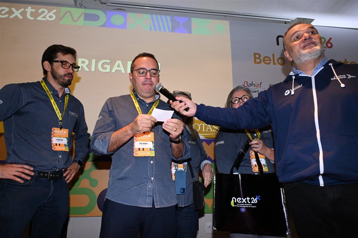 Alexandre Brandão, da Abav-MG, José Guilherme Alcorta, da PANROTAS, Peter Mangabeira, da Abav-MG, e Artur Luiz Andrade, da PANROTAS