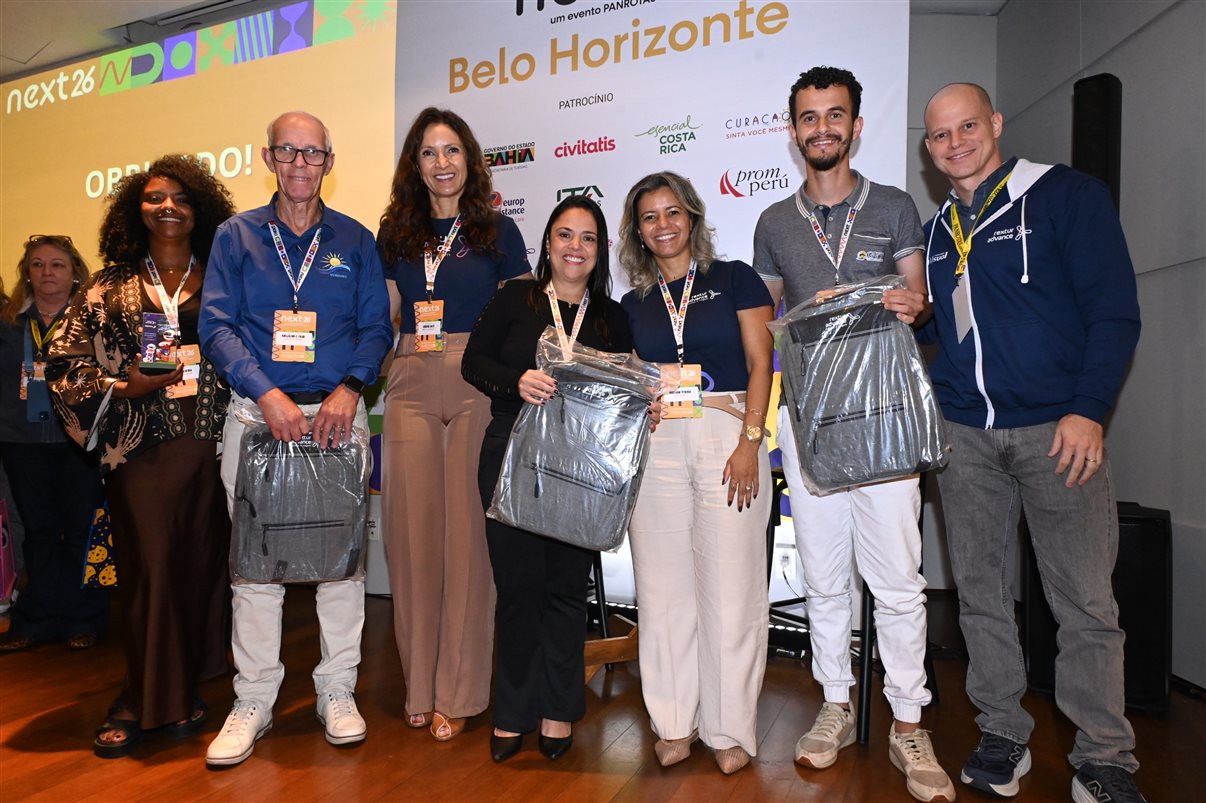 Alexandre Brandão, da Abav-MG, José Guilherme Alcorta, da PANROTAS, Peter Mangabeira, da Abav-MG, e Artur Luiz Andrade, da PANROTAS