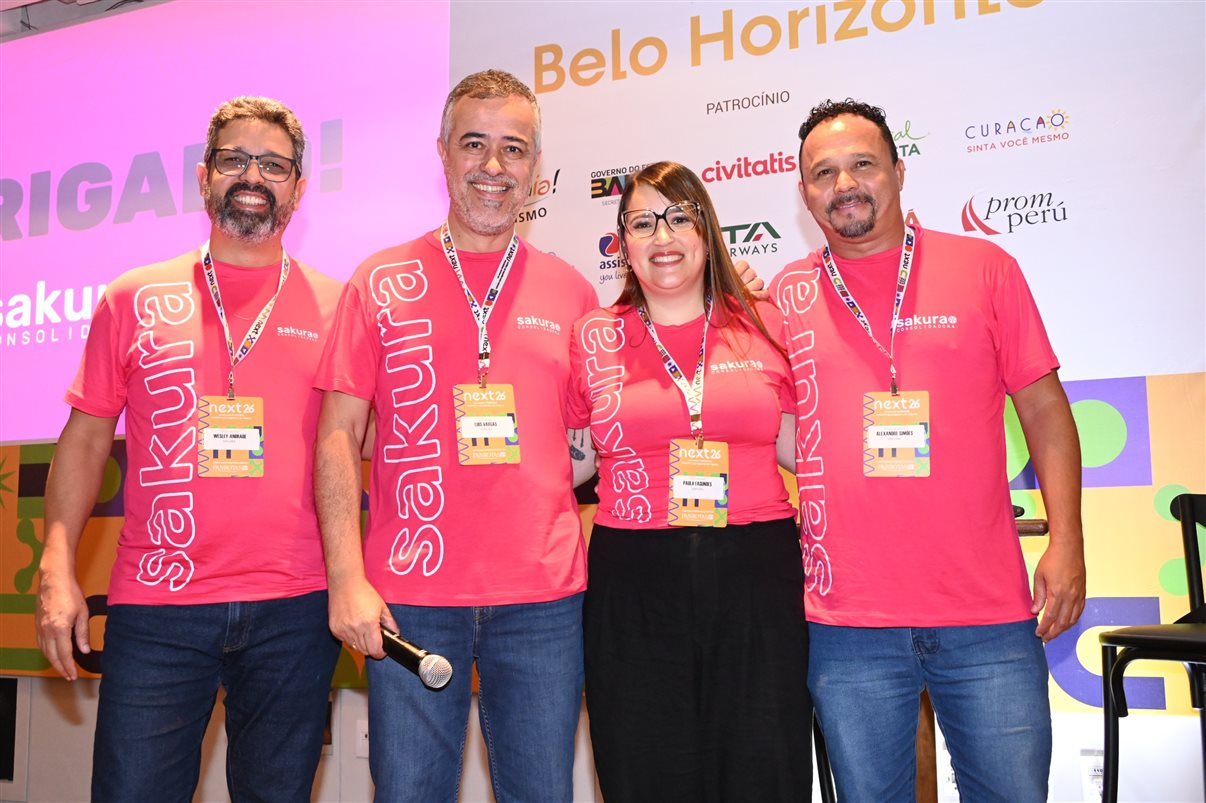Alexandre Brandão, da Abav-MG, José Guilherme Alcorta, da PANROTAS, Peter Mangabeira, da Abav-MG, e Artur Luiz Andrade, da PANROTAS
