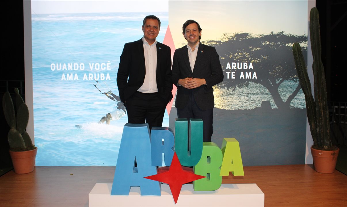 Carlos Barbosa, diretor da Autoridade de Turismo de Aruba no Brasil, e Jordan Schlipken, diretor da ATA na América Latina