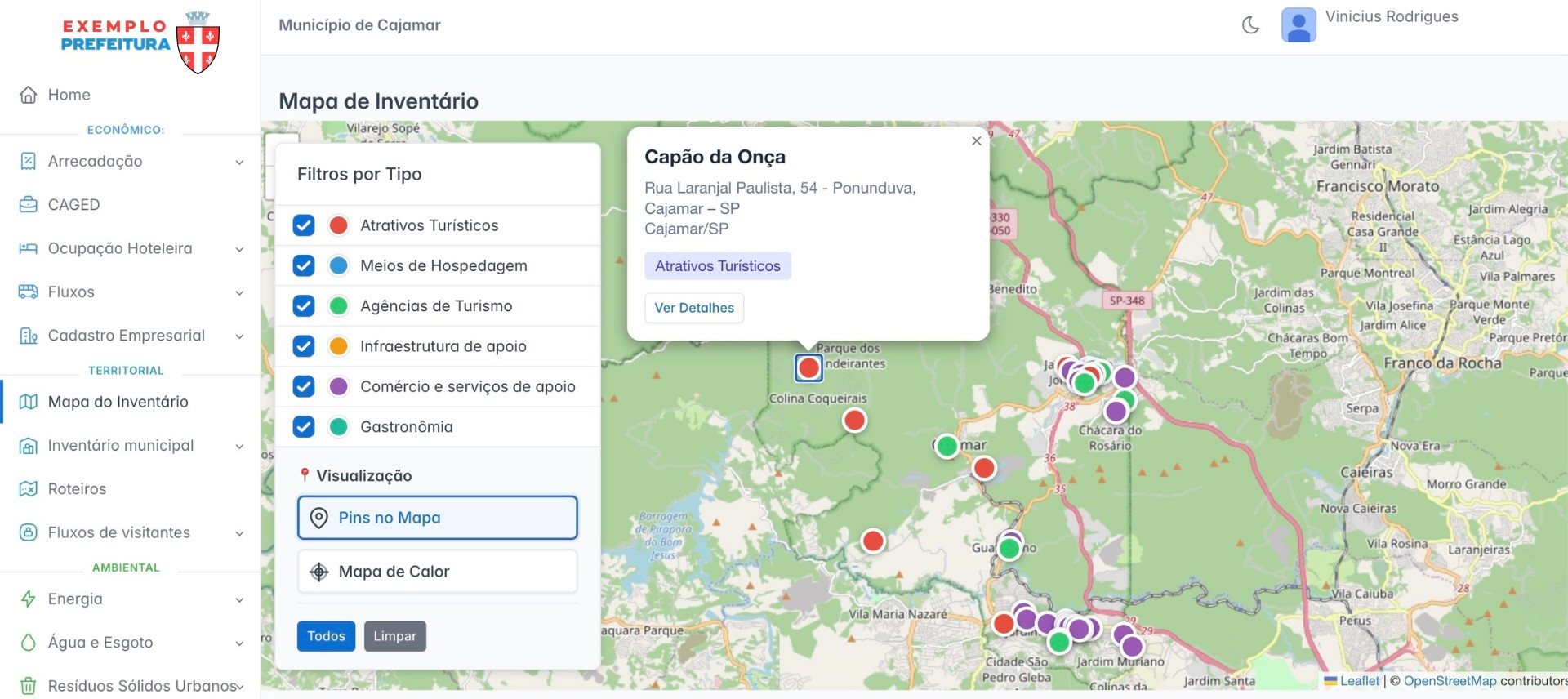 Exemplo do inventário disponível para as prefeituras