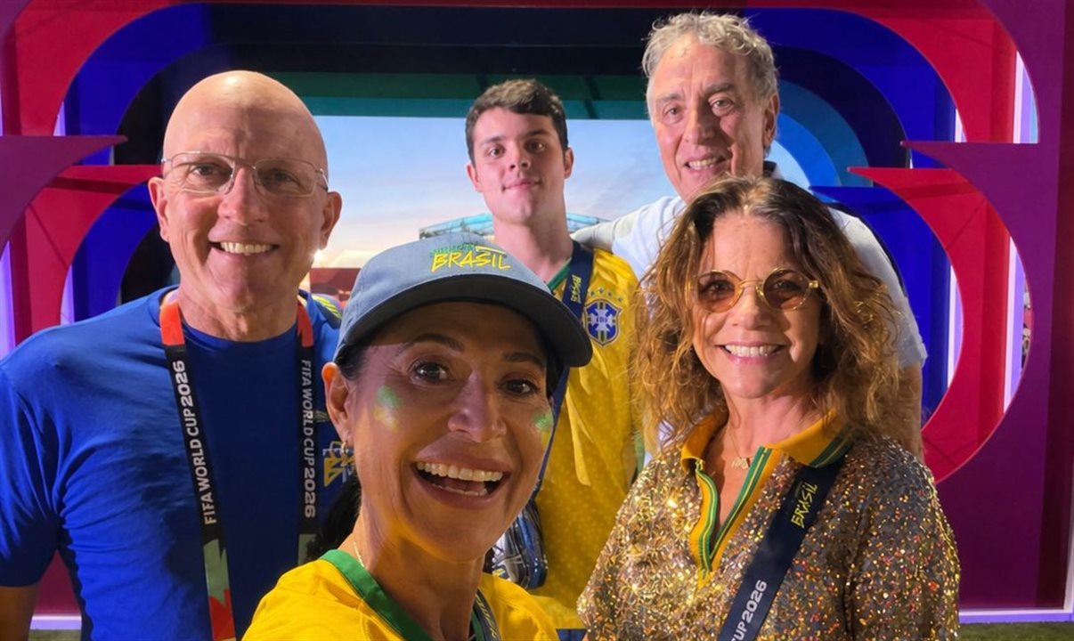 Aldo Leone, Patty Leone, Danielle Roman e José Zuquim na estreia do Brasil na Copa do Mundo 2026