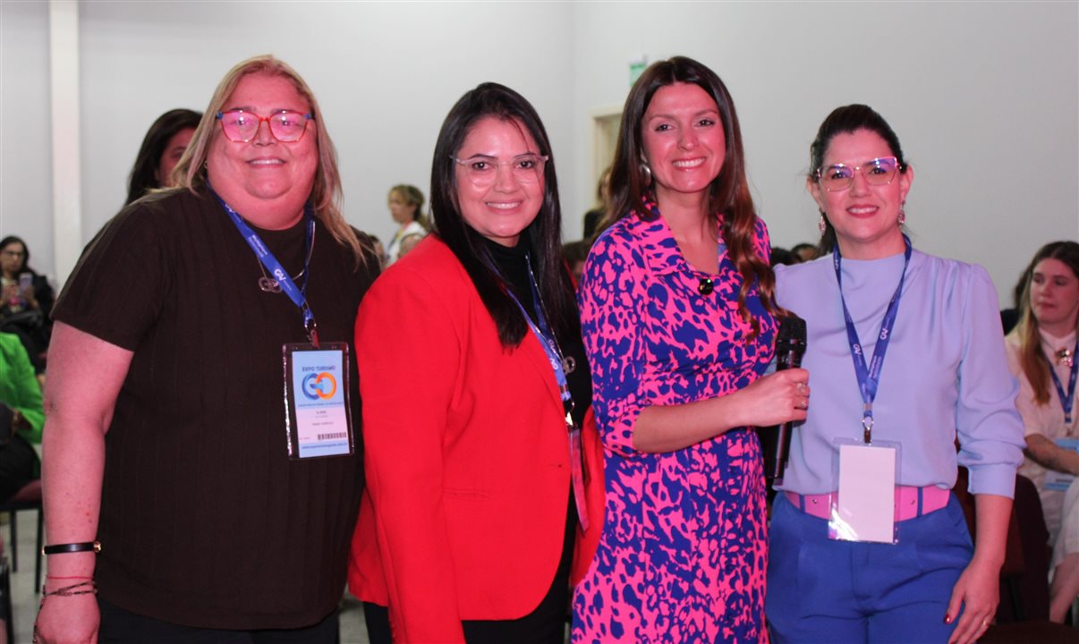 Eliene Meireles e Rose Páscoa, da Expo Turismo Goiás, Thais Medina, da Business Factory, e Vanessa Leal, da Anseditur