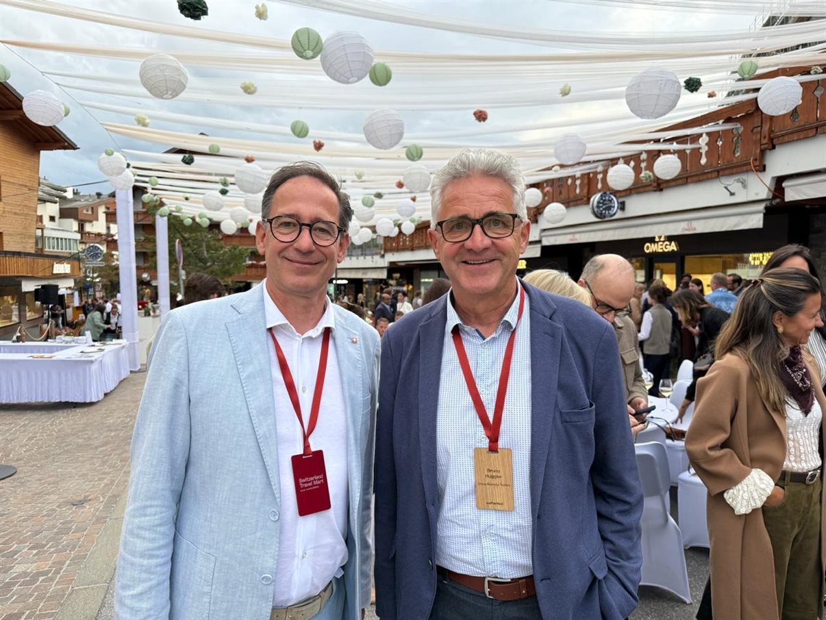 Pierre-Henri Mainetti e Bruno Huggler, do Turismo de Crans-Montana