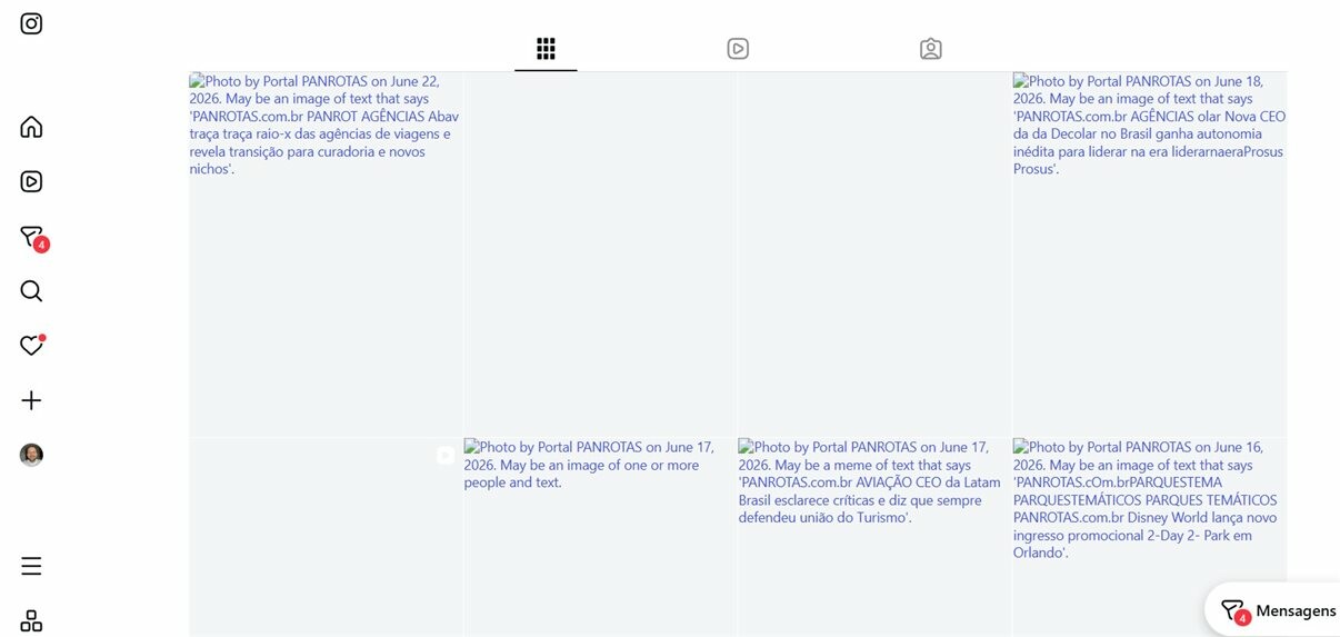 Print do Instagram Web às 18h44 de terça (23). Plataforma está fora do ar